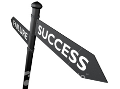 A signpost leading to success or failure