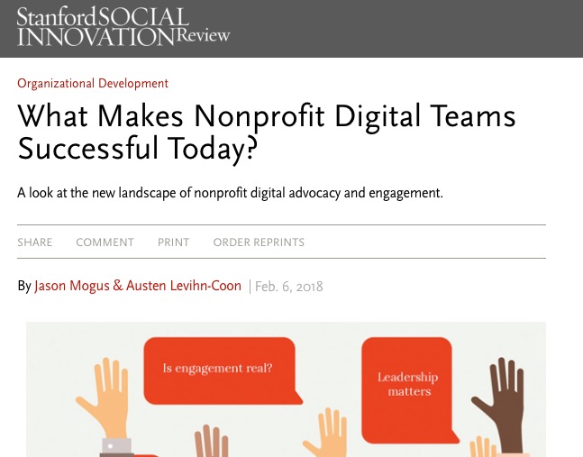 What makes nonprofit digital teams successful today? SSIR article